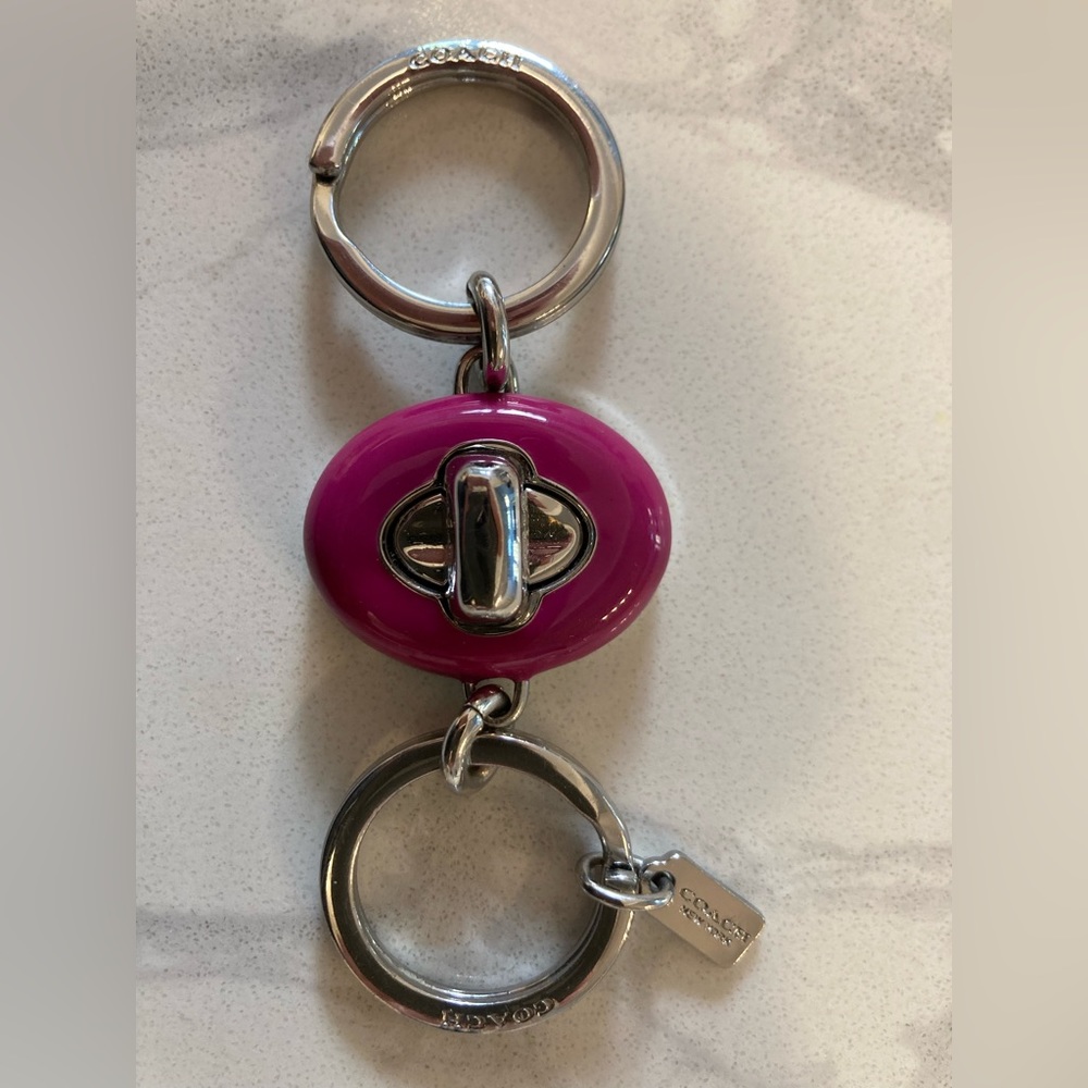 Coach Key Chain Turn Key  Valet Key Chain  Pink/Silver Ring- no box -never used